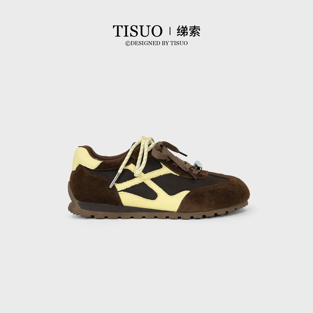 TISUO/绨索复古拼色大头牛京皮休闲厚底德训鞋TS533856