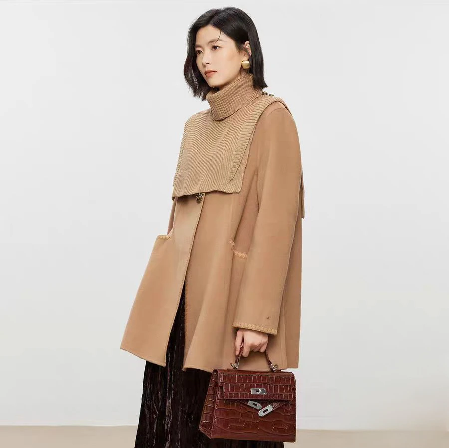 2665气质时尚设计师中长款毛呢大衣zq