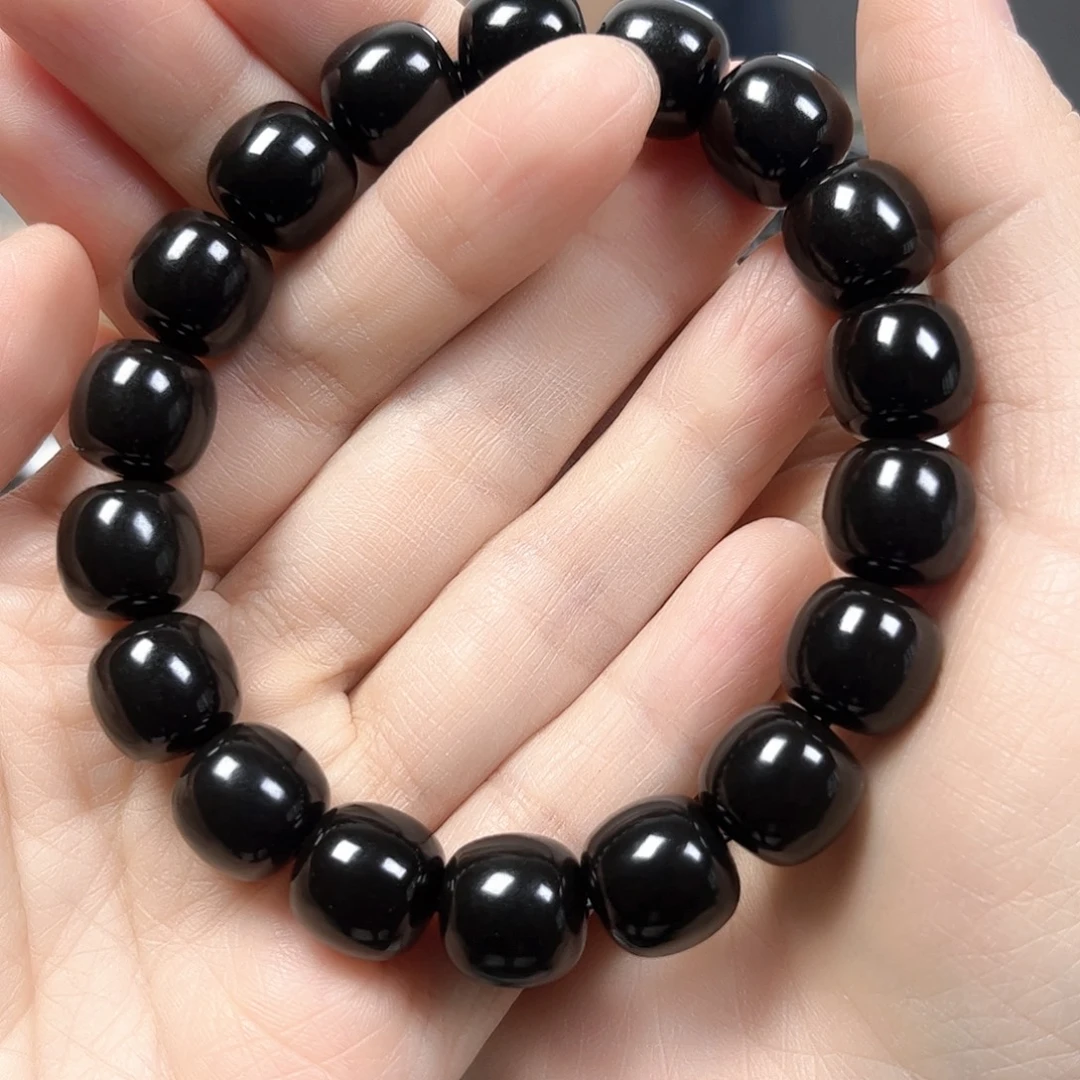 和田玉未镶嵌手链卡12老形珠黑糖