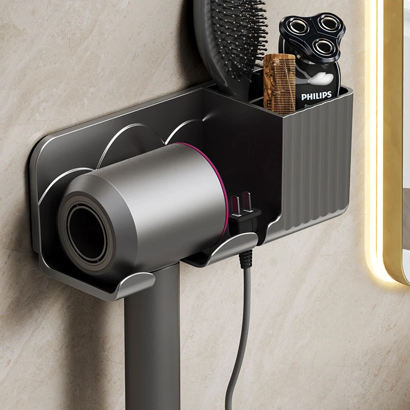 卫生间置物架免打孔吹风机置物架挂壁厕所多功能收纳架电吹风架