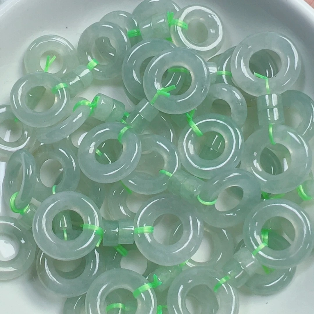 翡翠散珠翡翠甜甜圈一对可挑