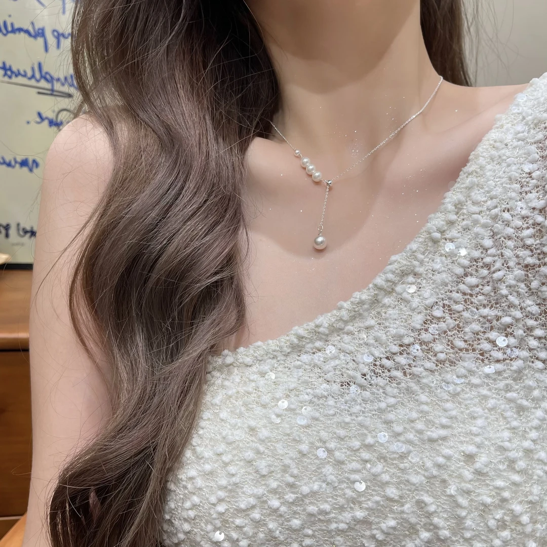 铜项链 小众气质高级感轻奢小香风锁骨链复古时尚简约仿珍珠项链