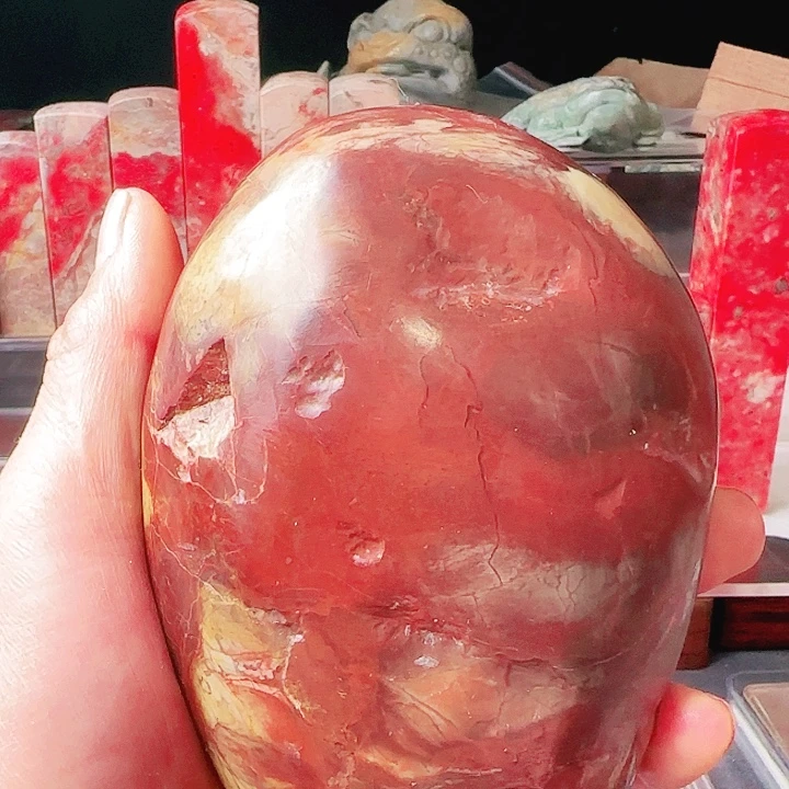 昌化石印石昌化朱沙手把