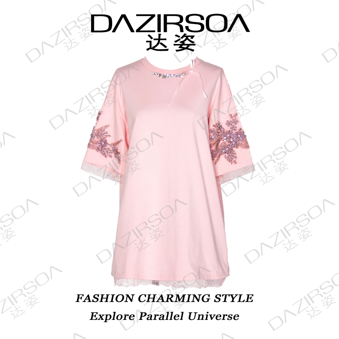 NEW ARRIVAL |“光之翼”重工花朵手工钉钻设计感T恤 R207