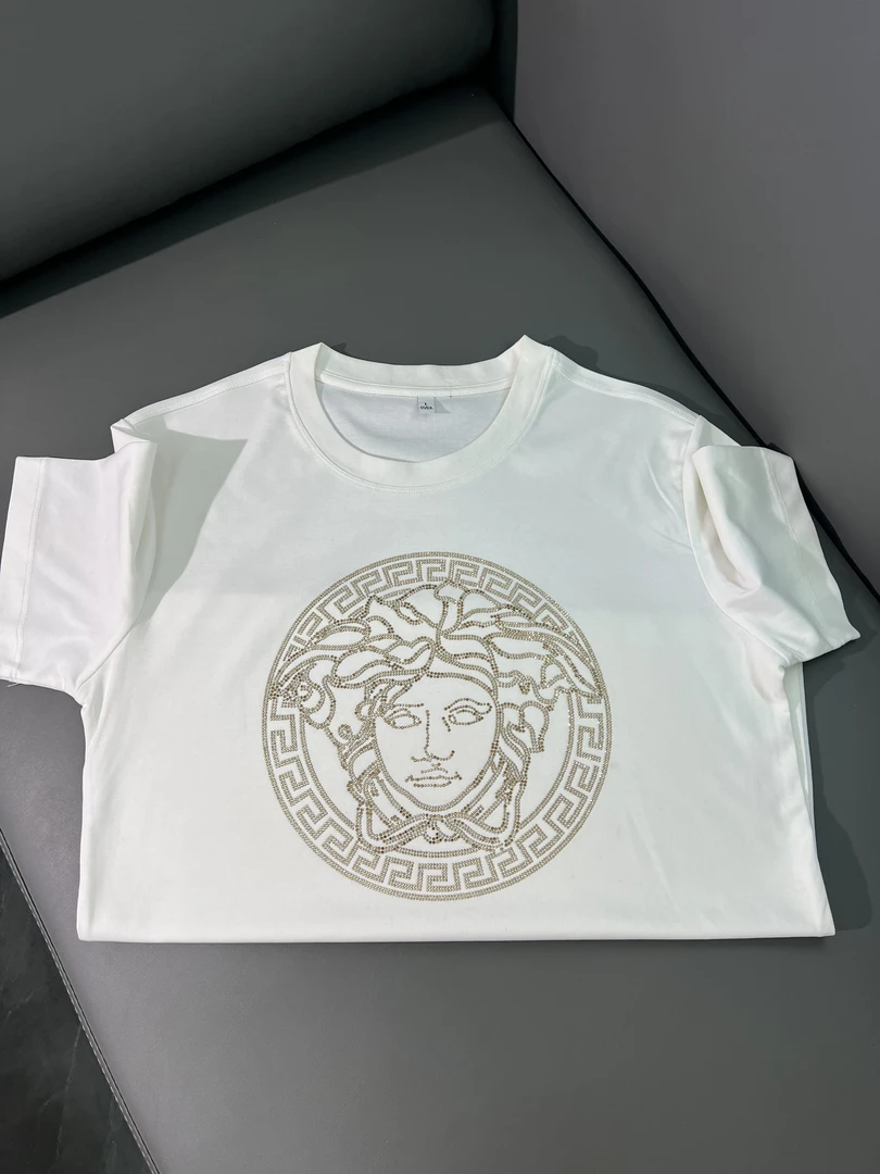 【寶盛服饰烫钻】12号轻奢潮牌重工艺潮牌男士短袖丝光棉T恤