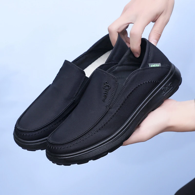 布鞋男一脚蹬潮流厚底透气休闲鞋舒适懒人男鞋低帮时尚百搭乐福鞋