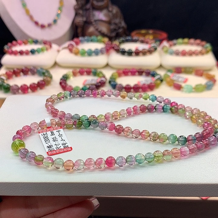 手链未镶嵌西瓜碧玺C***?西瓜手串5.8mm