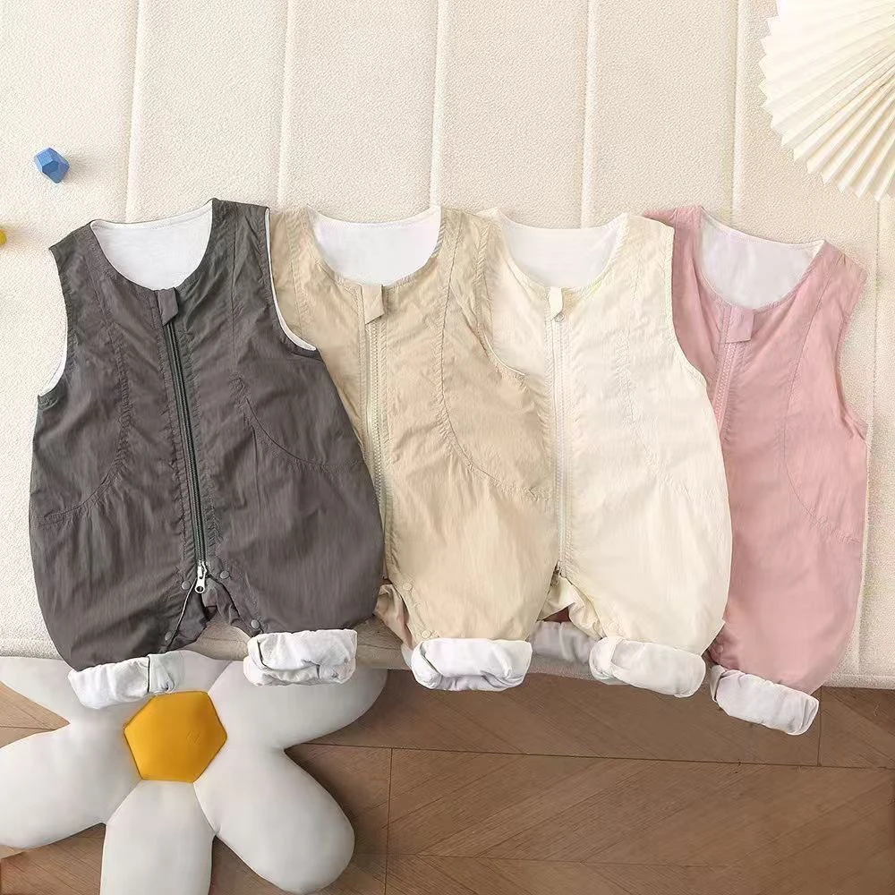 婴儿外出衣服无袖宽肩拉链背带裤男宝女宝休闲百搭春秋款连体裤