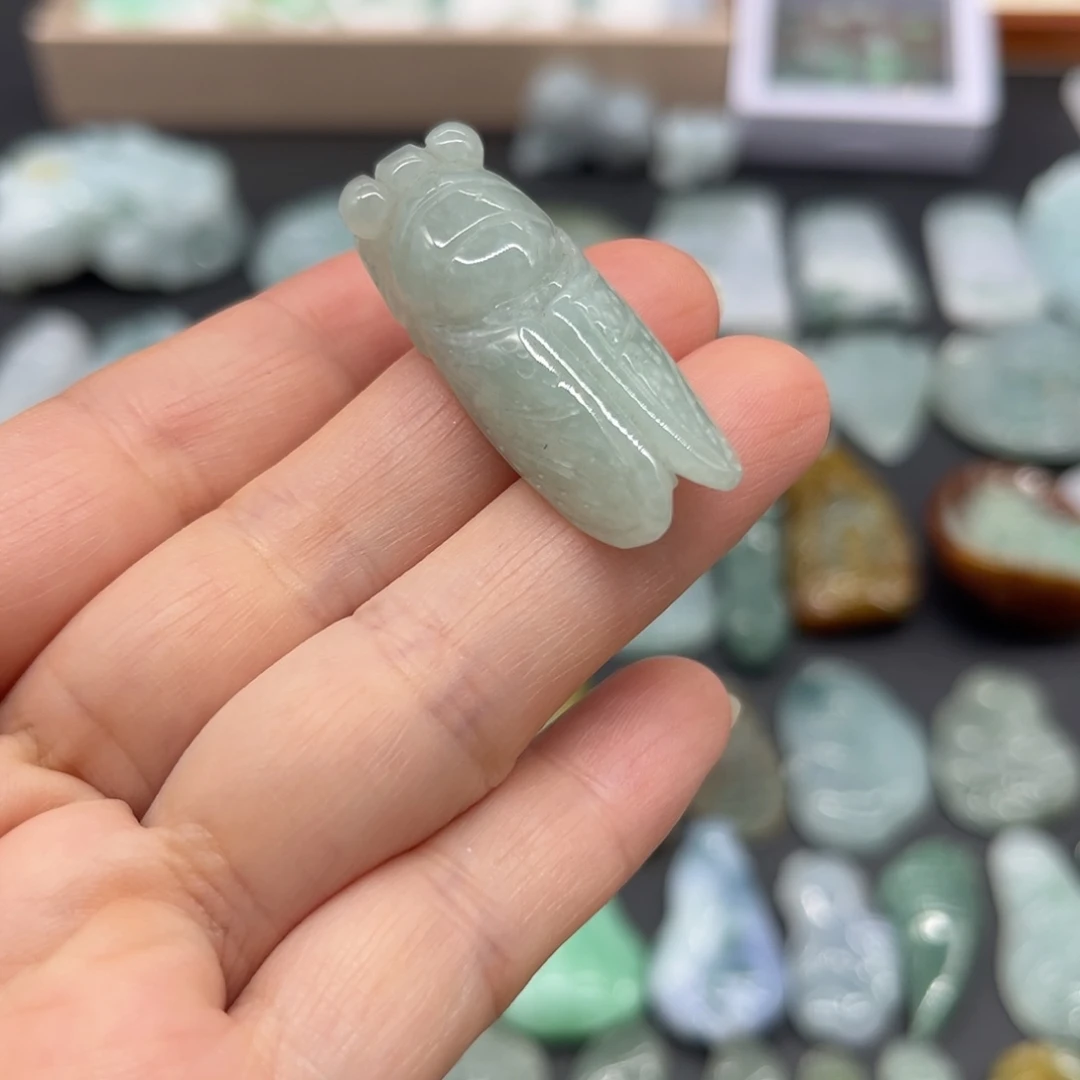 翡翠未镶嵌颈饰蝉