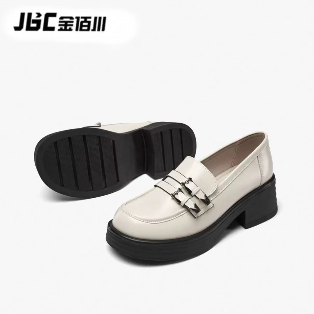 金佰川乐福鞋2025新款复古百搭学院风松糕鞋女