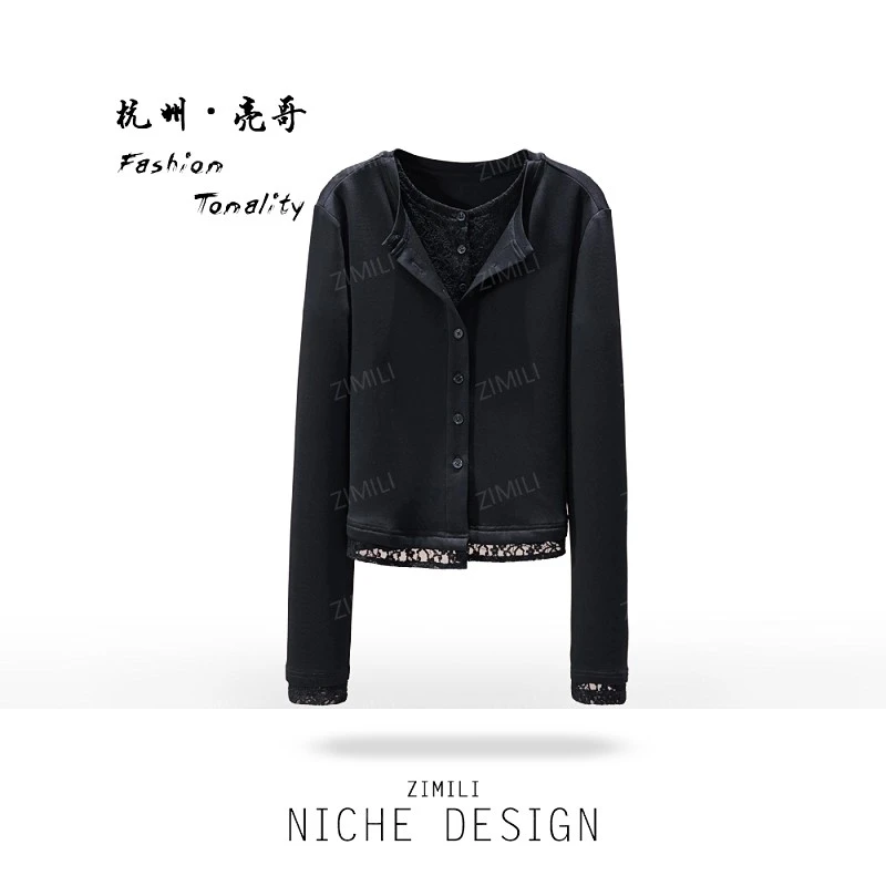 【亮哥女装】2025秋冬新品《绣梦系列》暗夜黑开衫上衣26006-A3