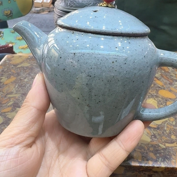 柴烧汝瓷壶一个，瓷。。。品茗