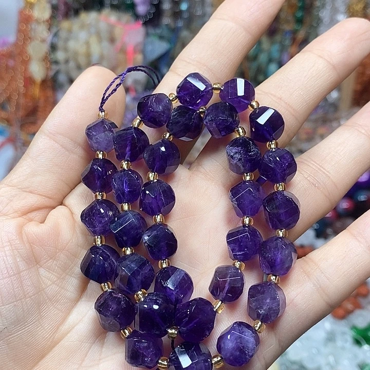 未镶嵌玛瑙/玉髓珠宝半成品天然紫水晶扭扭卡10mm