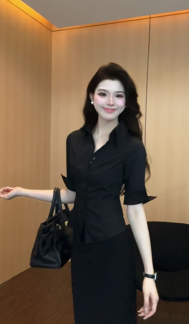 【故忆笙箫】高级感时尚气质衬衫加半身裙套装0555款半身裙7051款