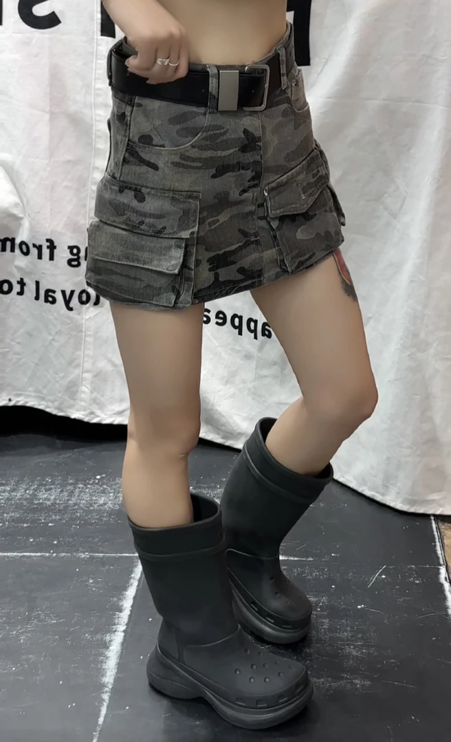 小凤自穿【工装牛仔裙】牛仔多口袋重工设计/推荐