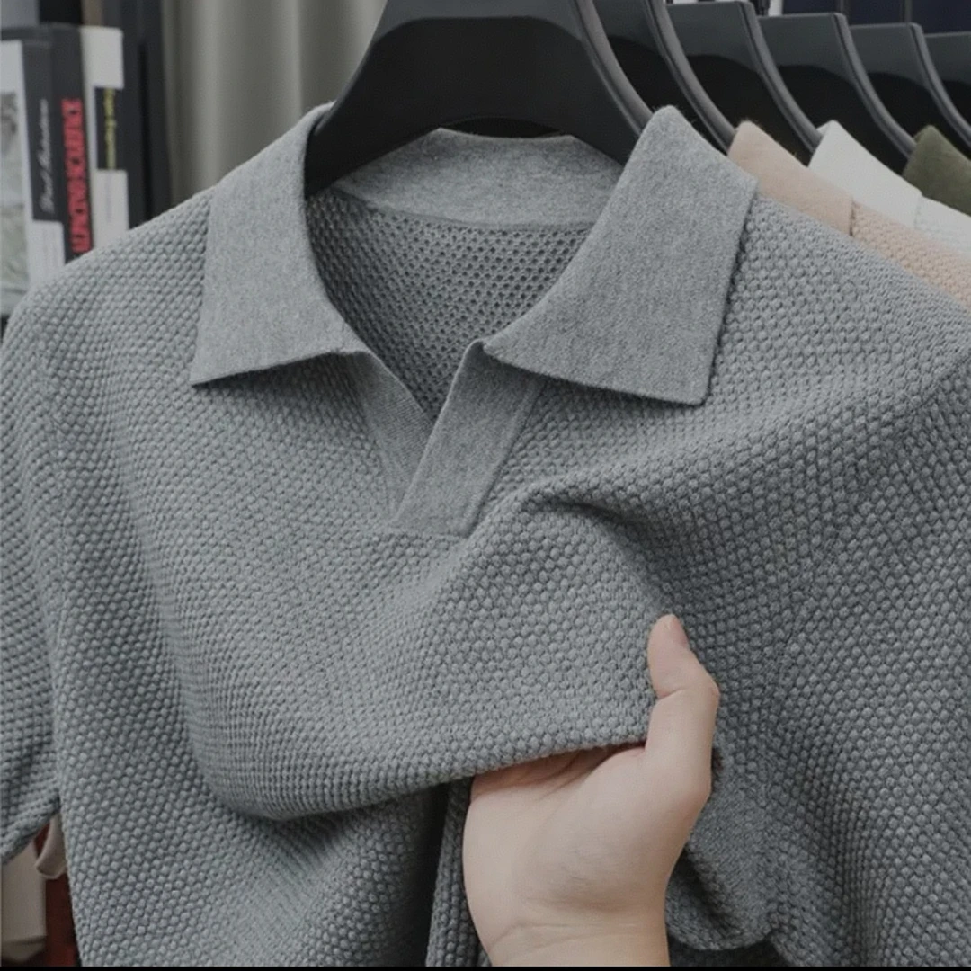 100%棉2025新款肌理感菠萝针海鸥领夏季透气t恤休闲男女同款xx