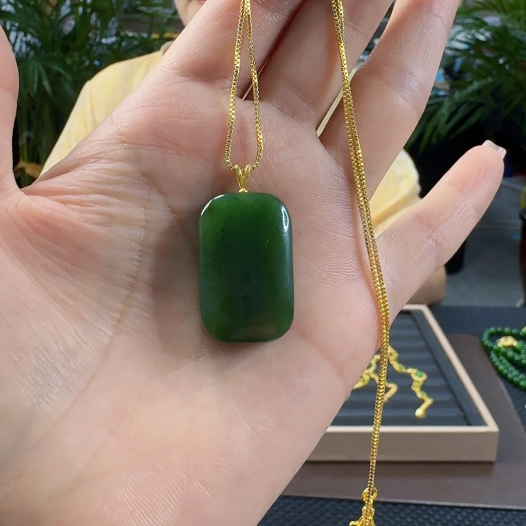 和田玉（碧玉）银S925镶嵌颈饰