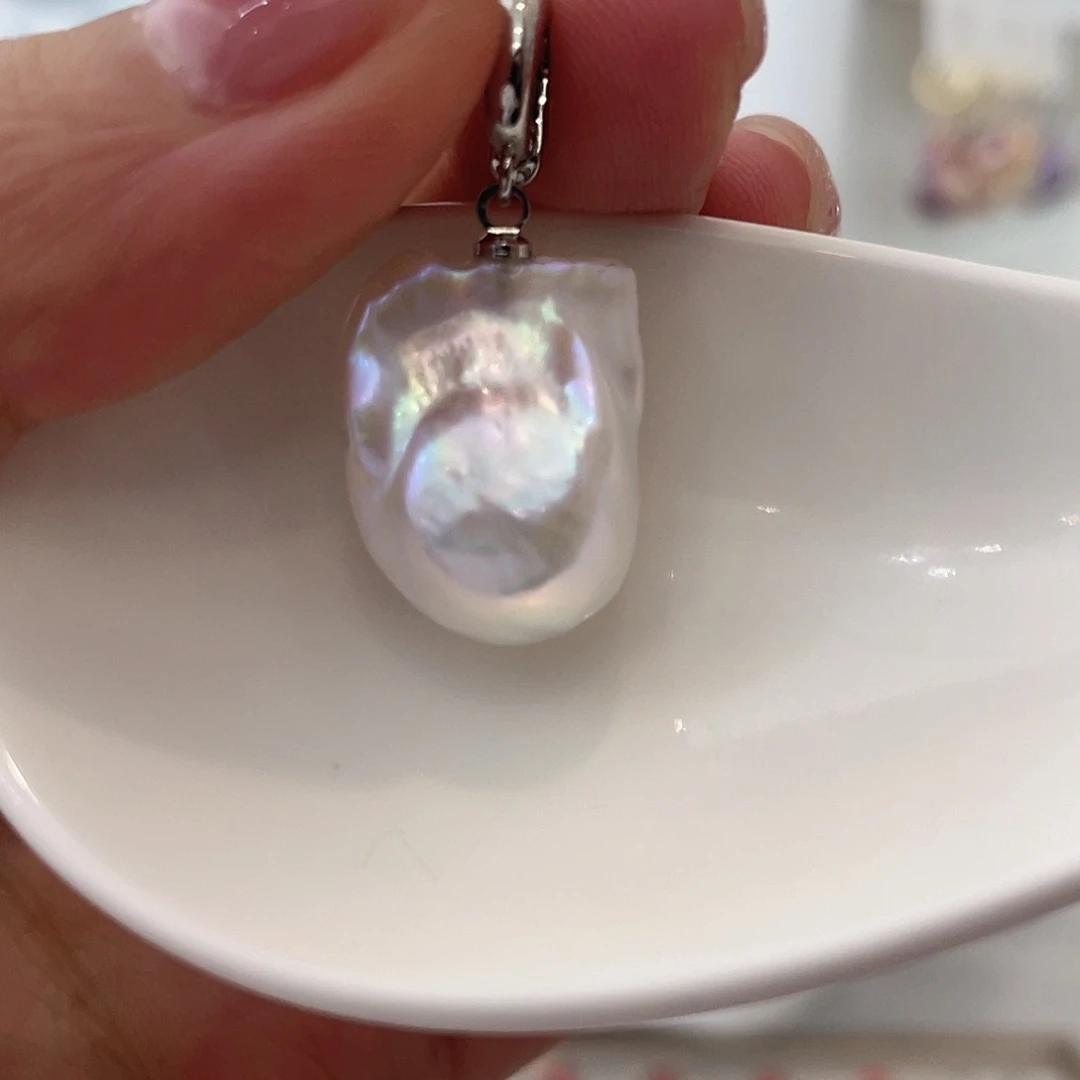 淡水珍珠天然珍珠巴洛克银S925镶嵌