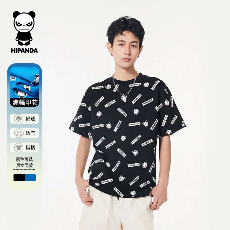 “你好熊猫”Hi Panda夏季重磅满印男士短袖2025新款时尚男女款上衣