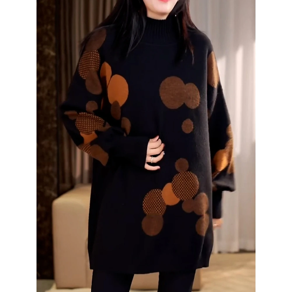 韩系慵懒风宽松遮肉中长款针织衫女2026春季新款时尚百搭显瘦毛衣