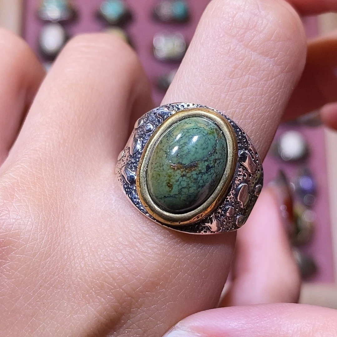 绿松石银S925镶嵌戒指