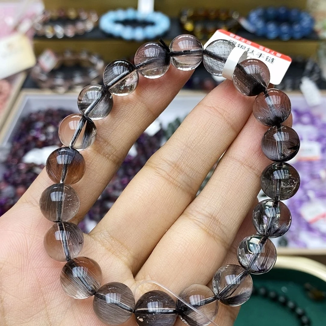 未镶嵌手链水晶全净体黑银钛10m+ G704