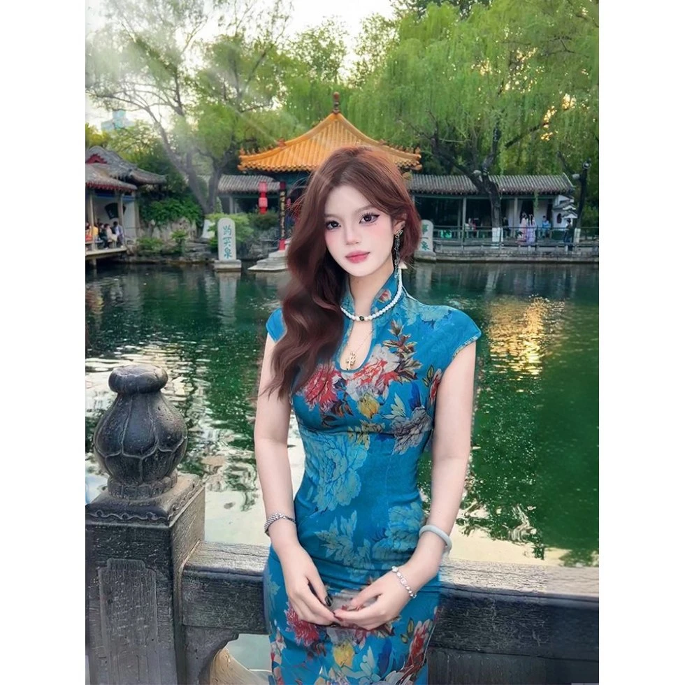 复古中国风印花显瘦夏季旗袍清新少女风国潮时尚民国风新中式改良