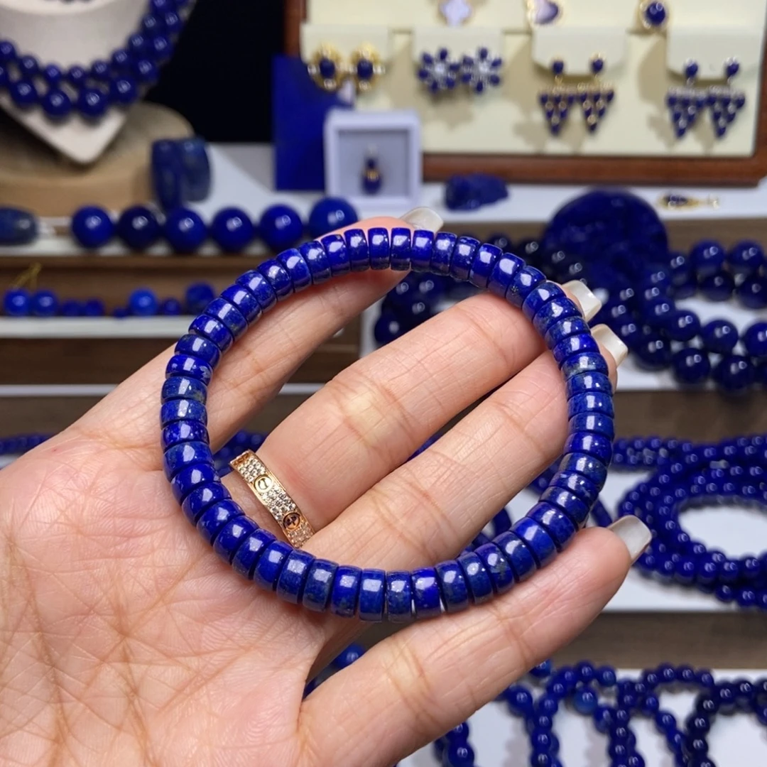 青金石未镶嵌精工药片手串7mm