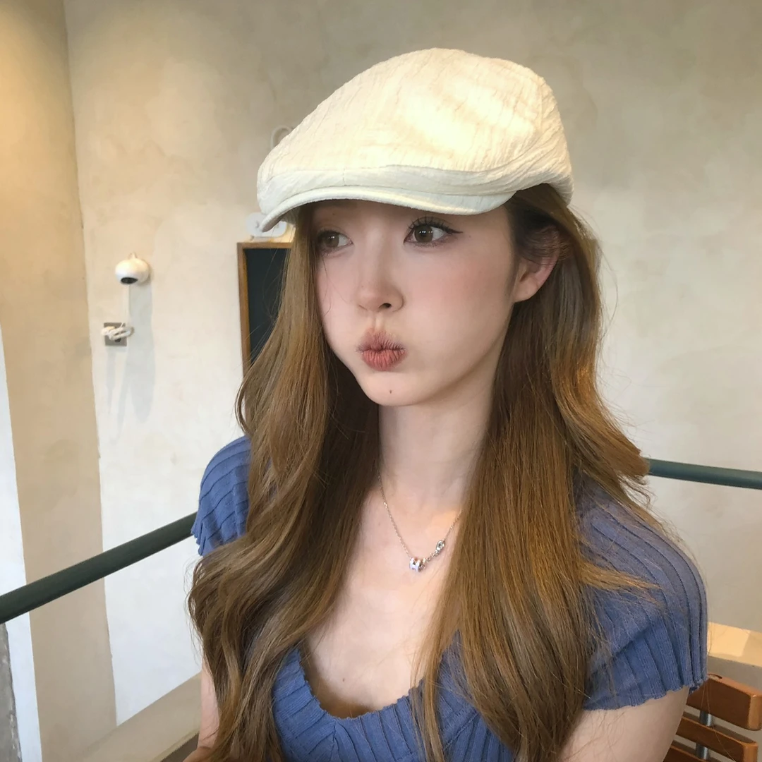 【猫仔kitten】日系百搭褶皱前进帽女夏季显脸小贝雷帽2025年新款