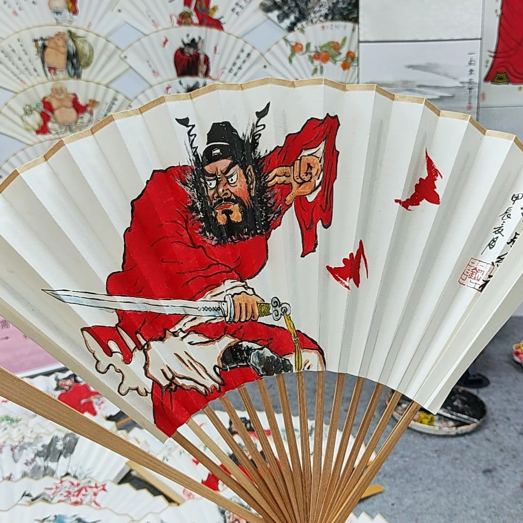 国画刘钢老师手绘水墨玉竹扇子钟馗