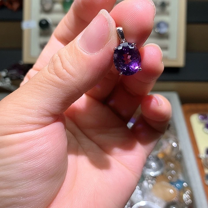 银S925镶嵌颈饰紫晶水晶