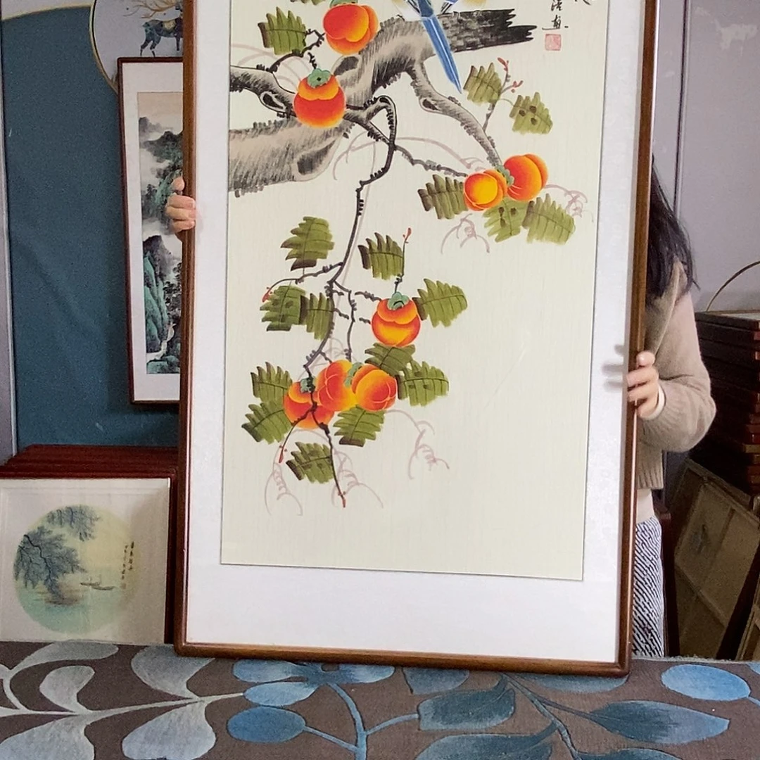 国画手写手绘带框包邮国画作品62✖️122
