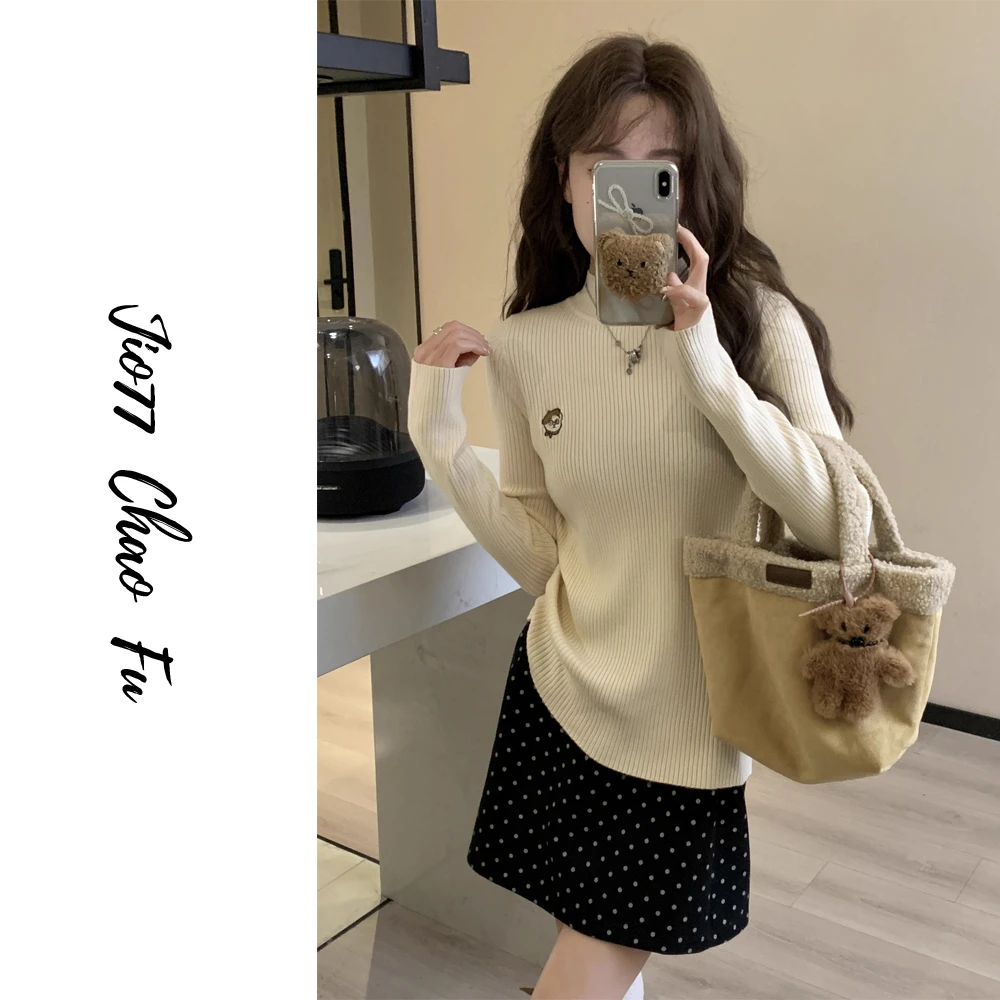 【针织打底集合】秋冬合身显瘦打底衫女减龄百搭款半高领针织衫