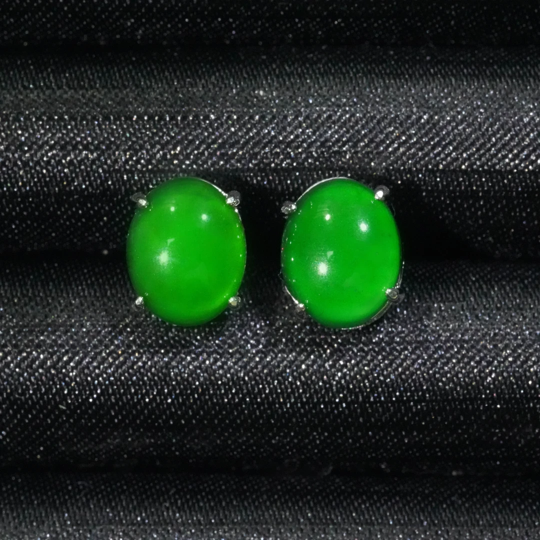 天然A货翡翠蛋面耳钉百搭经典款多样性发一对