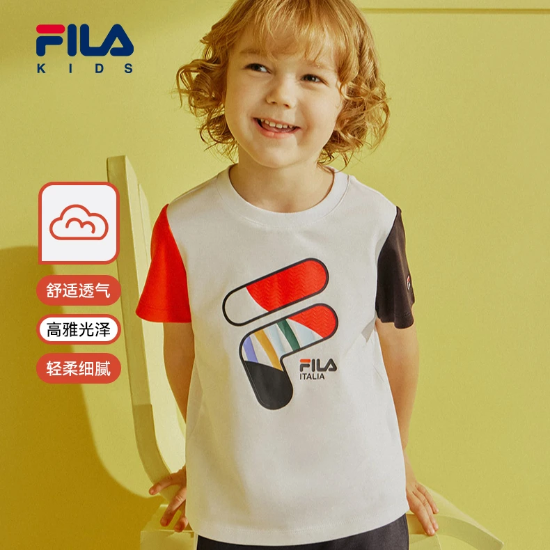 FILAKIDS斐乐儿童短袖25年夏季男女童T恤针织印花K61B521101