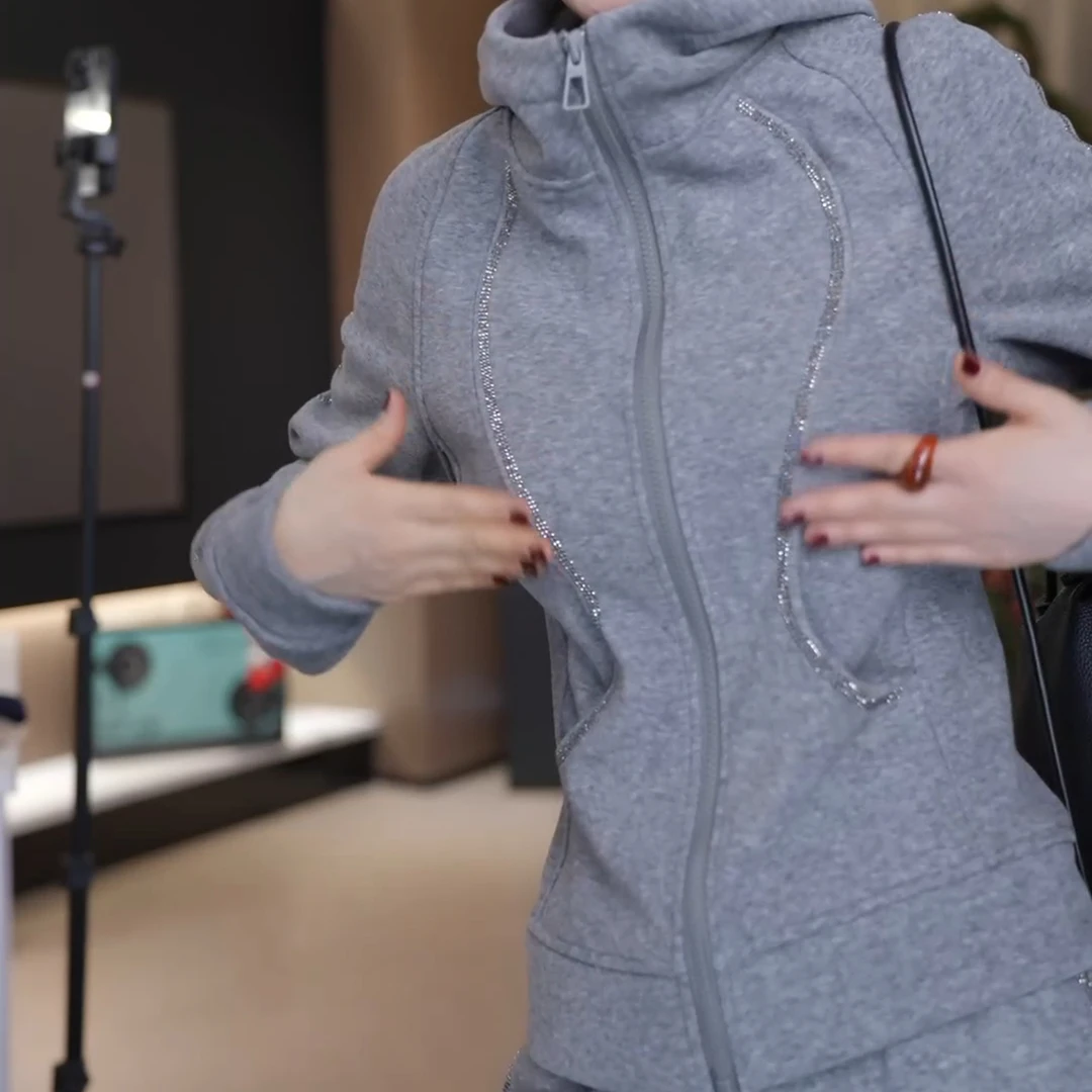 秋冬新款时尚气质百搭设计感拉链卫衣套装裤LK2500955