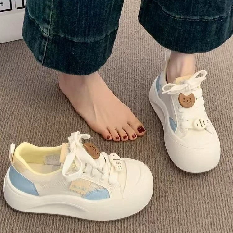 【小雨同款】丑萌小白鞋女鞋子新款夏季薄款透气网面增高运动休闲鞋