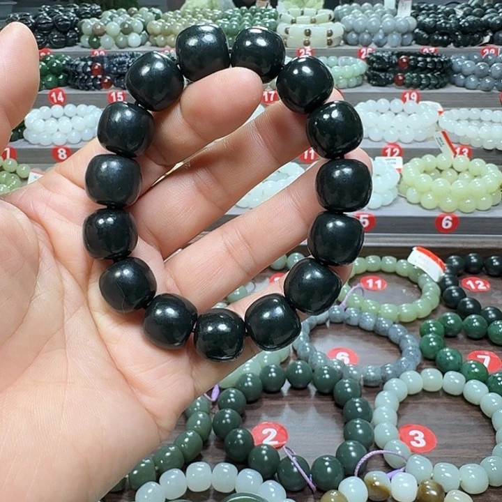 未镶嵌手链和田玉新疆黑青老型卡15