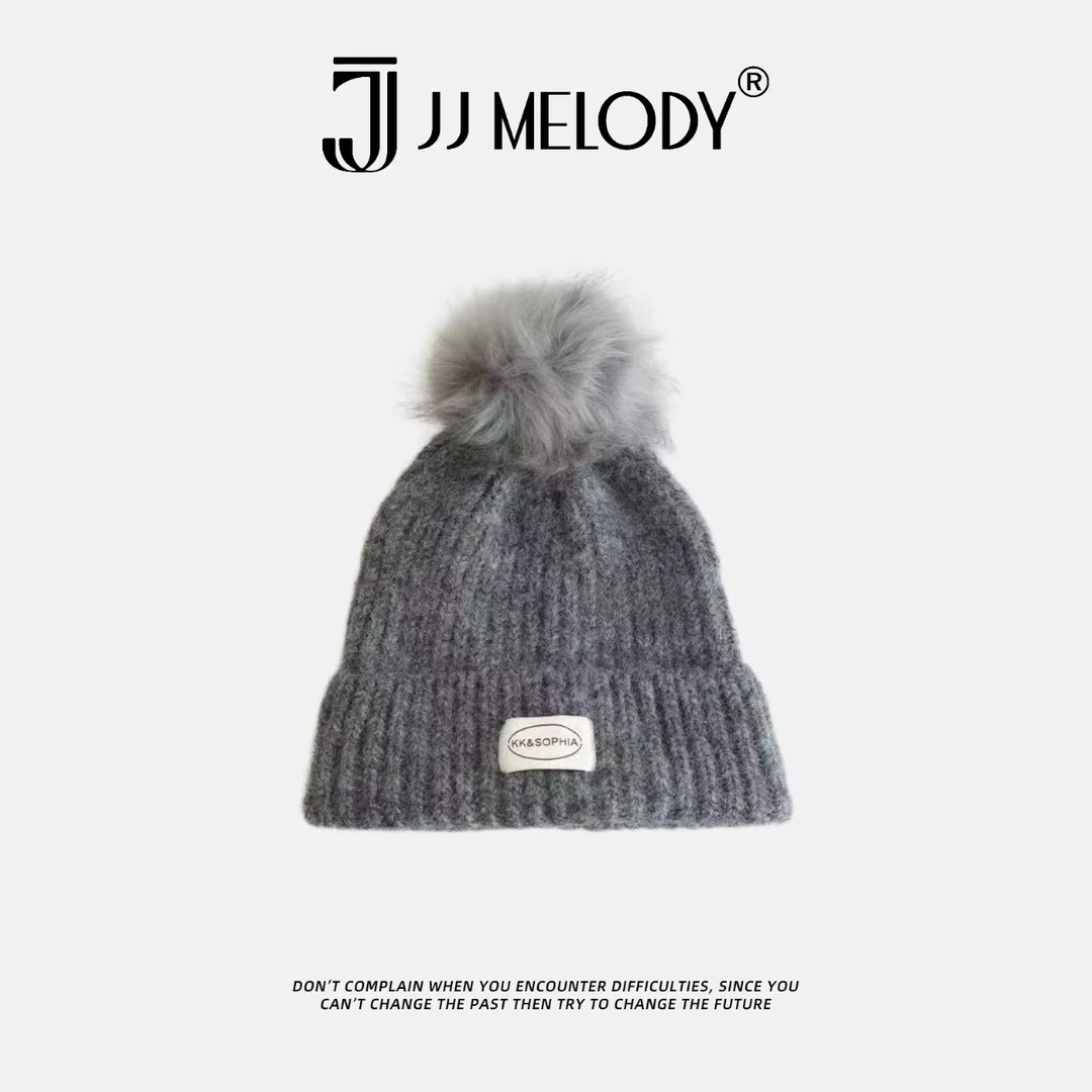 JJ Melody【KK布标】费尔岛毛球针织纯色冷帽B