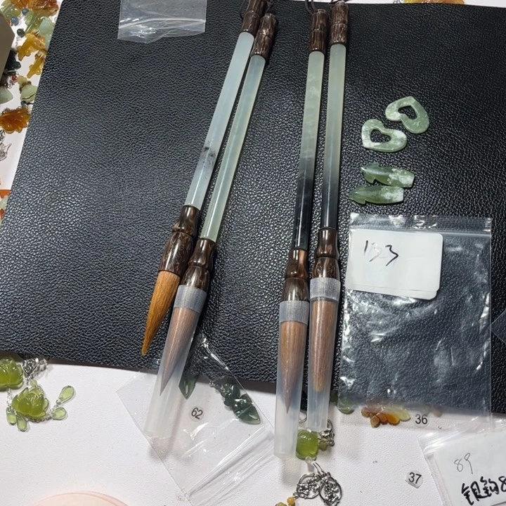 开***心蛇纹石玉合金耳饰