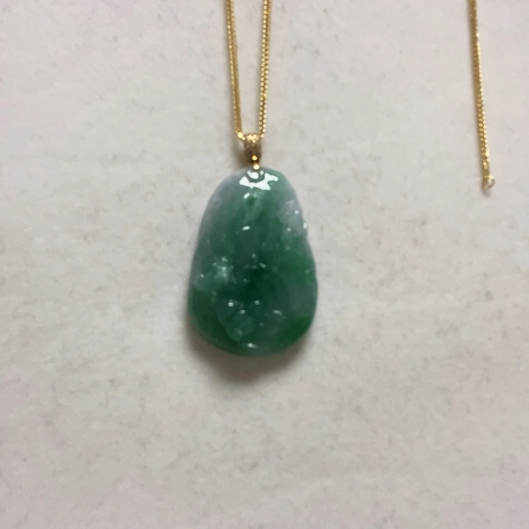 翡翠颈饰18K金镶嵌开****^简单