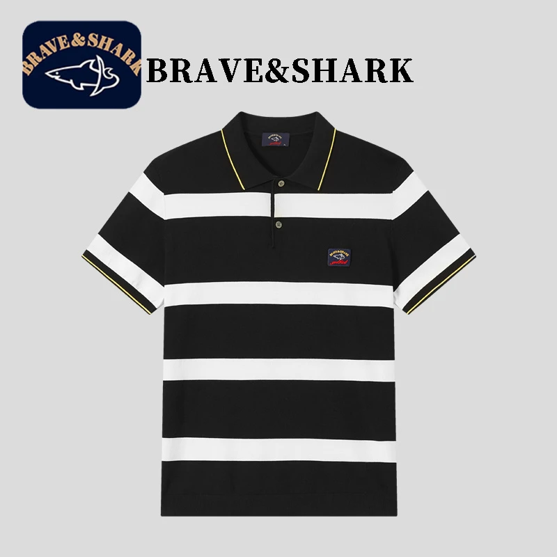 BRAVE&SHARK/勇士鲨鱼男士休闲POLO衫百搭夏季透气春夏条纹经典