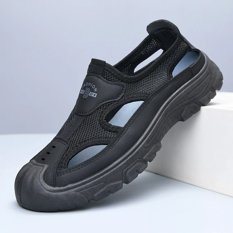 2025新款男士休闲夏季户外沙滩鞋中老年爸爸鞋镂空网面鞋百搭轻便