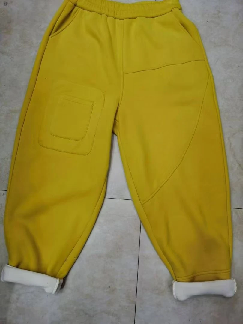 大码加绒洋气黄裤子