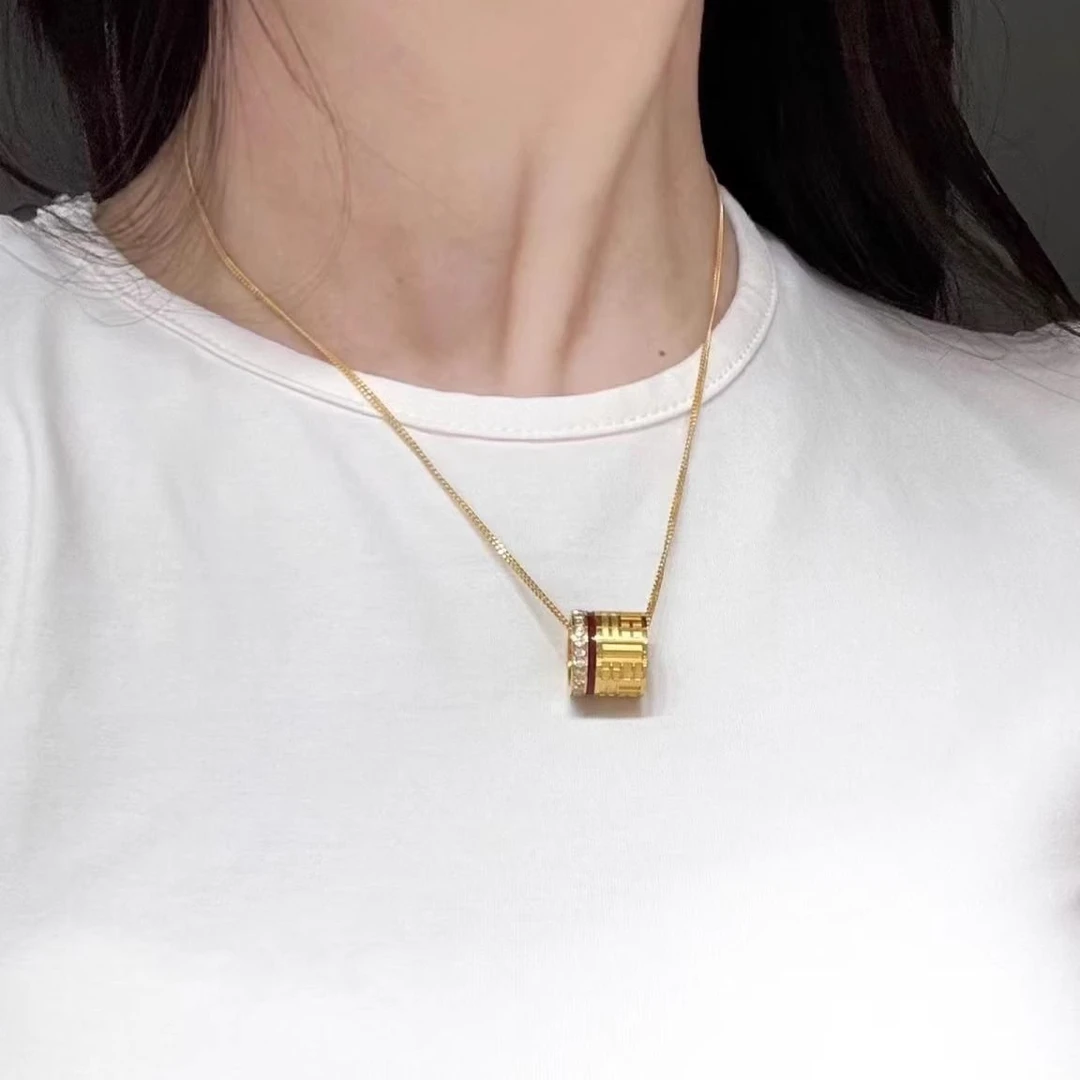 铜合金项链 新款福牌福字金色项链女精致小众高级感百搭显气质款