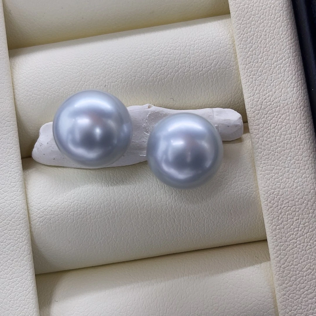 海水珍珠裸珠铂金灰对珠12-13mm