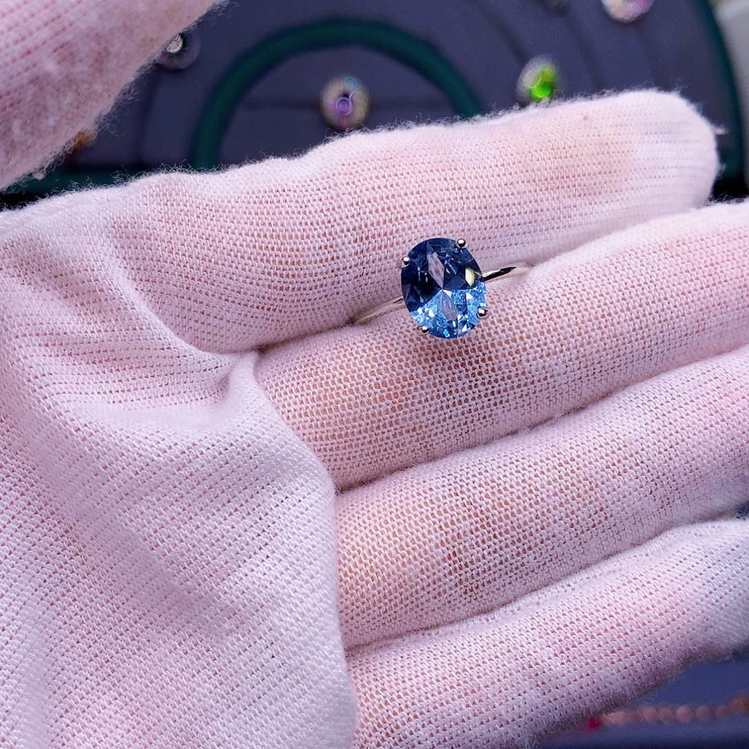 海蓝宝石戒圈银S925镶嵌