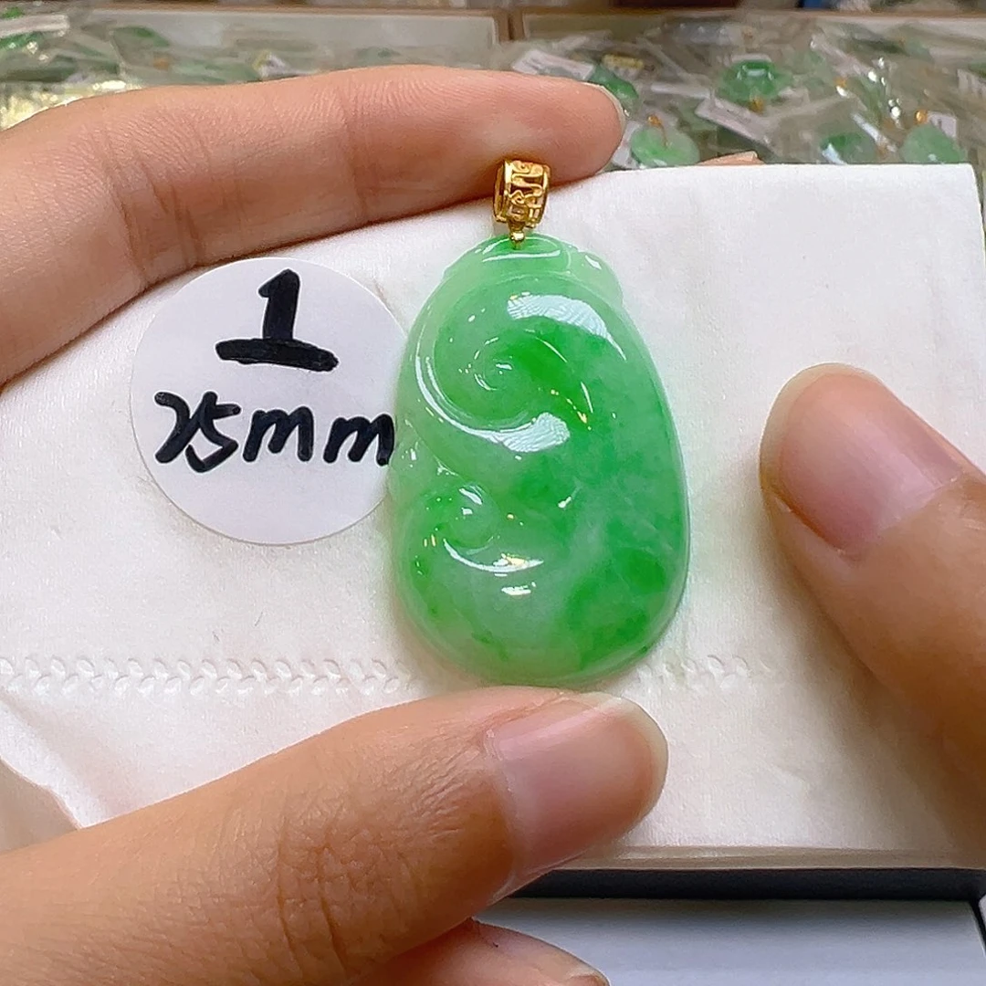 翡翠18K金镶嵌吊坠(不含链)翡翠