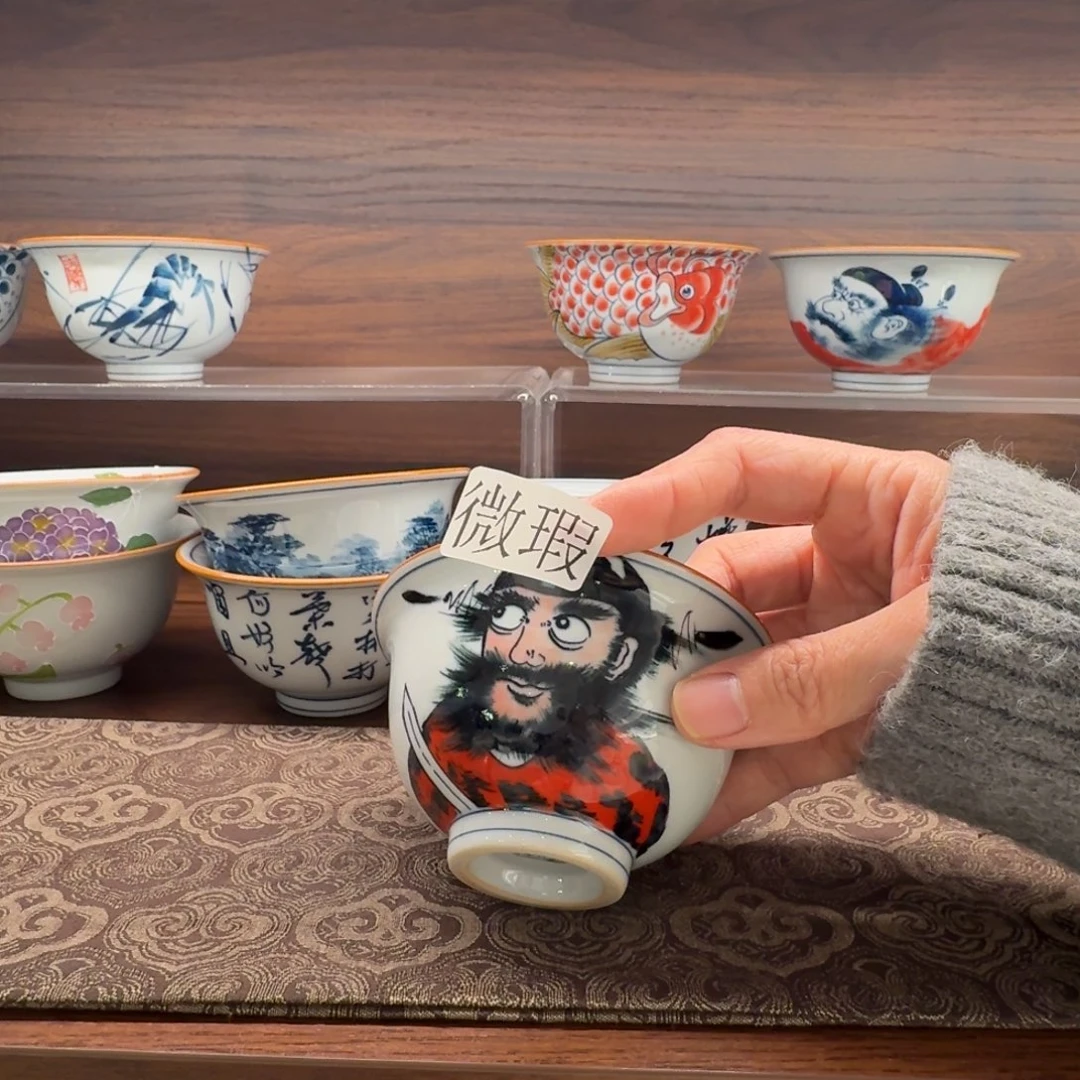 釉下手绘茶具微瑕