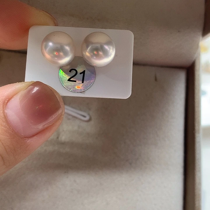 淡水珍珠银S925镶嵌耳饰9-10mm